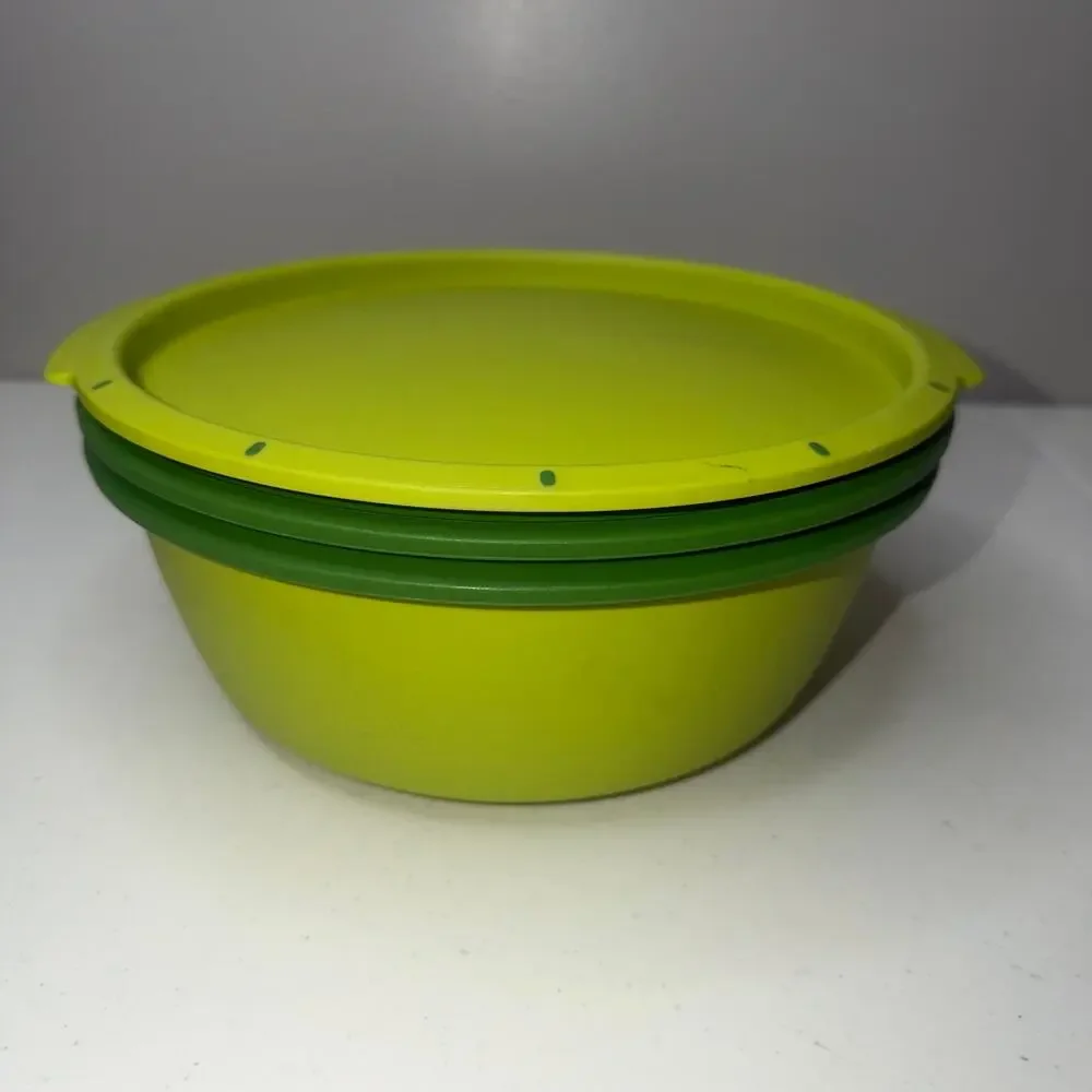 4 pcs Green Tupperware Smart Steamer Microwave Cooker Strainer Colander Bowl